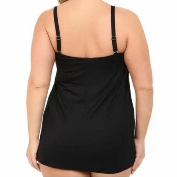 LAUREN RALPH LAUREN PLUS SIZE BLACK BANDEAU FLYAWAY ONE-PIECE SWIMSUIT SIZE 18W - Picture 2 of 13
